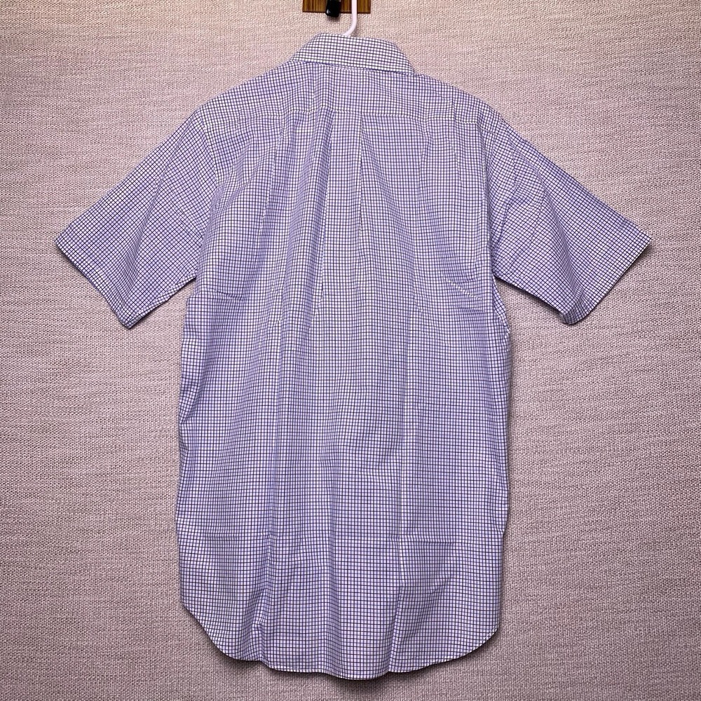 70s Brooks Brothers Shirt 14.5 Mens S/S 6 Button Down Blue Graph Check VGUC - Picture 3 of 9